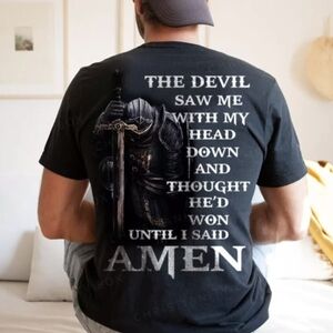 The Devil Saw Me With My Head Down Until I Said Amen Retro T-Shirt Unisex